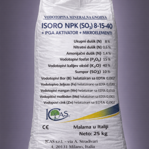 Vodotopivo mineralno gnojivo ISORO NPK (SO₃) 8-15-40 s PGA aktivatorom i mikroelementima