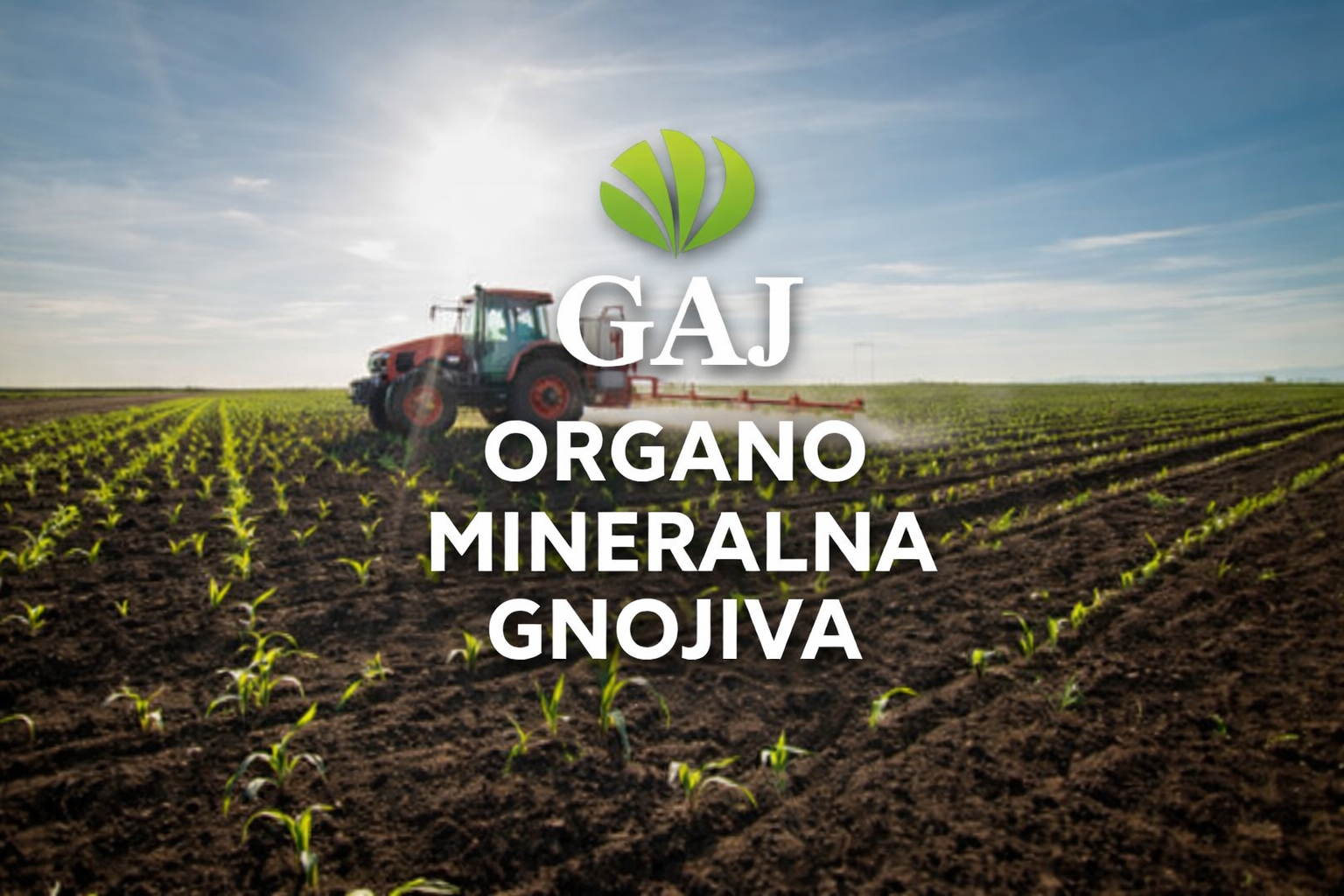 Traktor primjenjuje organo-mineralno gnojivo na polju mladih usjeva – GAJ gnojiva